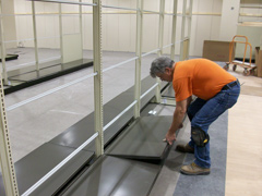 Wine store gondola shelving installation