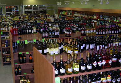 Pecan Wine Store Shelves
